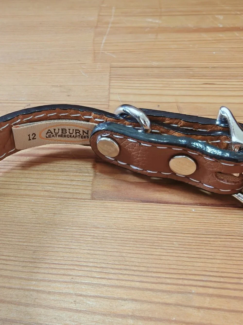 Auburn Leathercrafters Tuscan Italian Leather Collar in Brown Sz. 12